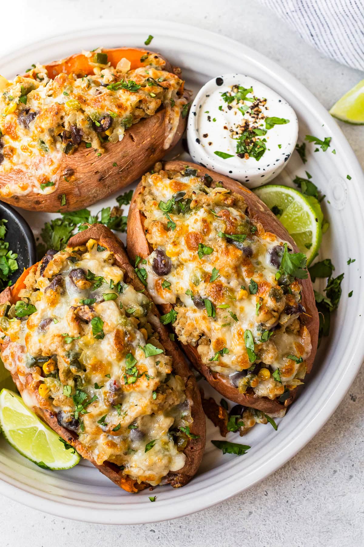 Southwest Stuffed Sweet Potatoes with Ground Turkey