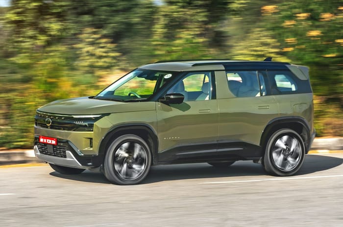 Tata Sierra front left side driving on road