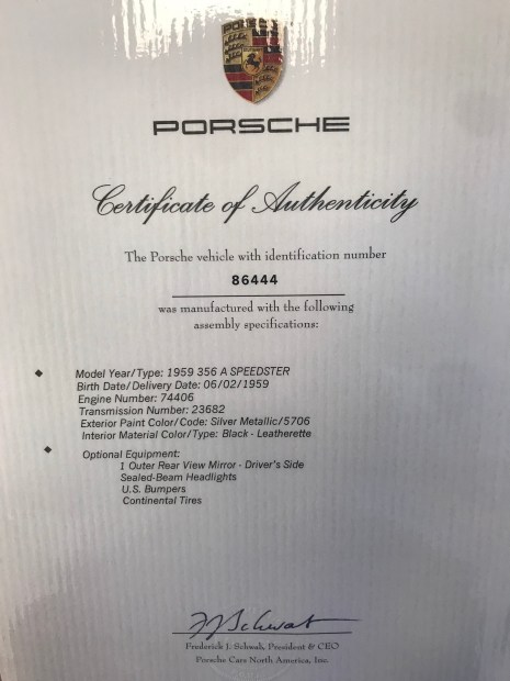 1959 Porsche 356A Convertible D