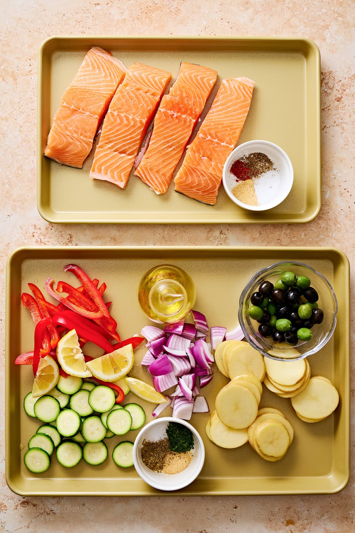 ingredients for sheet pan salmon