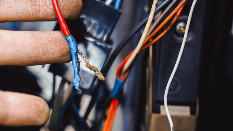 Faulty car wiring in need of repair.